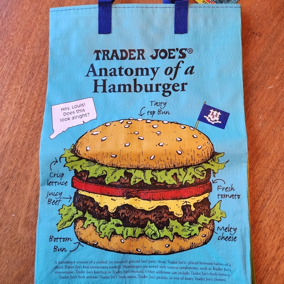 Trader Joe'S Other - Connecticut ☆ Trader Joe's Anatomy of a Hamburger Tote Bag. NWT